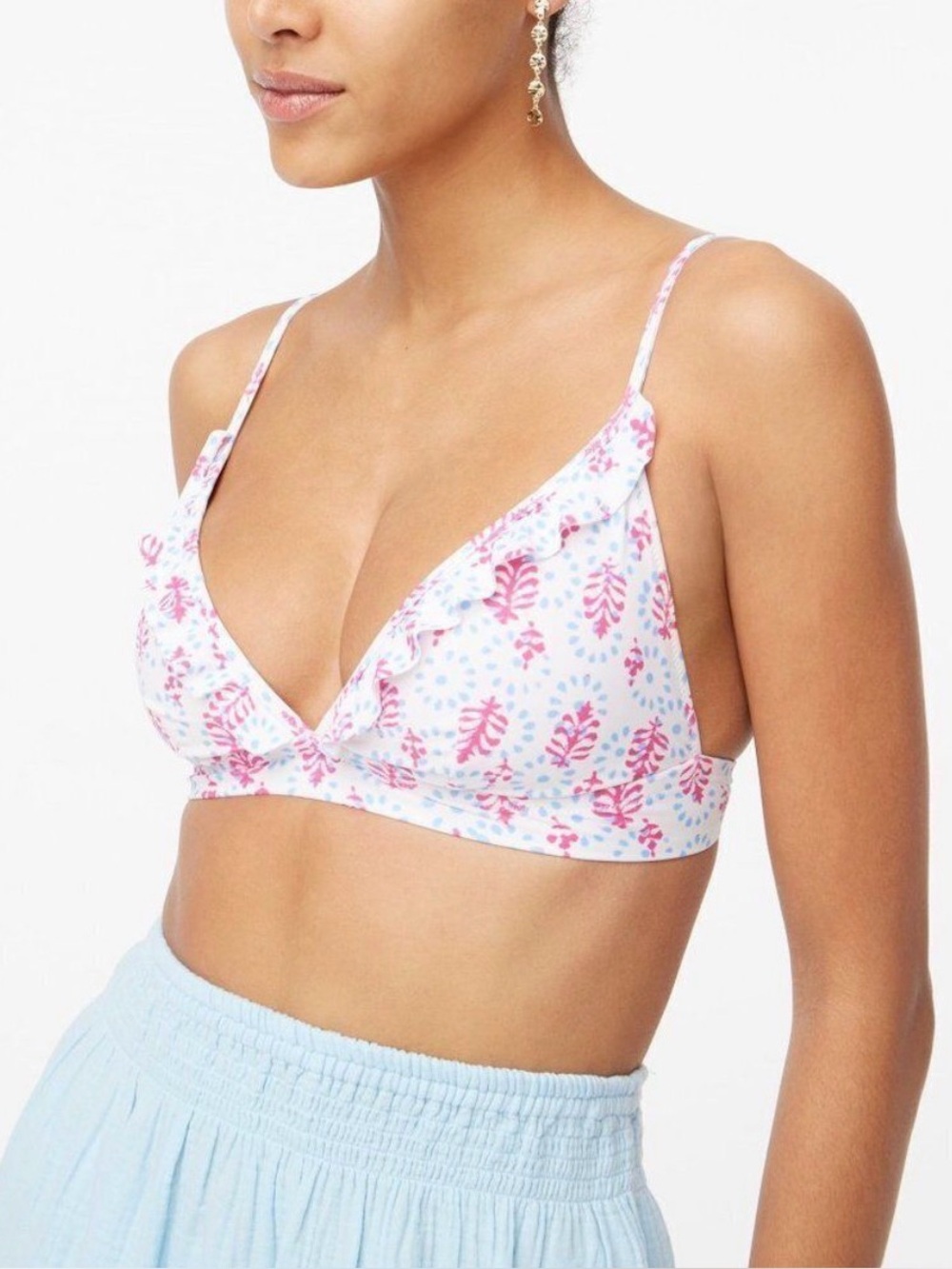 NWT J.Crew Factory Ruffle French bikini top, size S